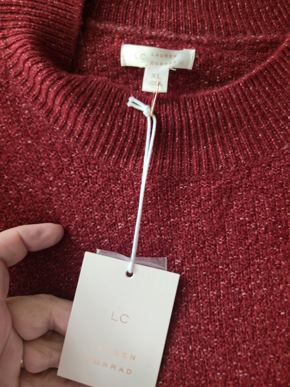 LC Lauren Conrad Marled Red Crewneck Sweater
